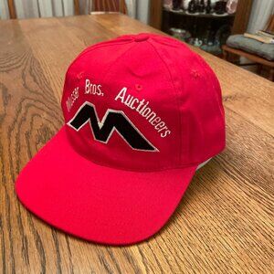 Musser Brothers Auctioneers Red Metal Buckle Strap Baseball Hat Cap
